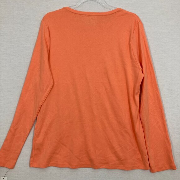 New Talbots Orange Pima Cotton Crew Neck Long Sleeve Pullover Tee XL - Picture 7 of 9